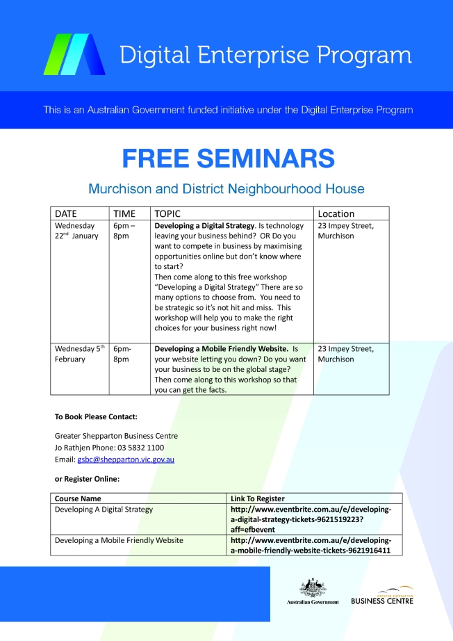 Free Seminars at Murchison